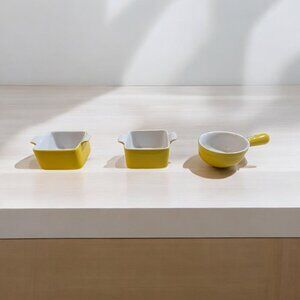 LOT of Four Individual Pier 1 Imports Mini Stoneware w/ Handles & One Ramekin